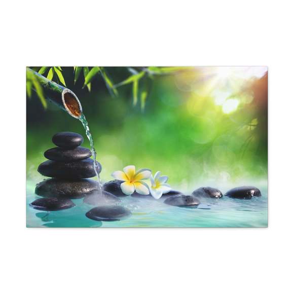 Plumeria Flowers in Fountain Forest Floral Nature Photography Canvas Wall Art fo